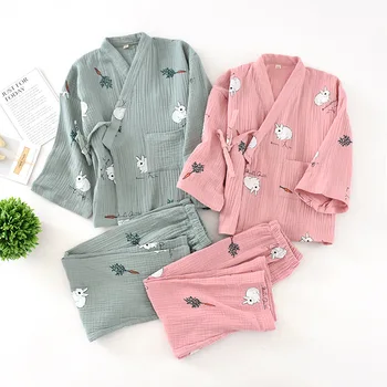De vară pentru Copii Set de Pijama Bumbac Tifon Japoneze Yukata Băieți Și Fete Primavara Kimono Copii Acasă, Serviciu de Pijamale de Cauzalitate