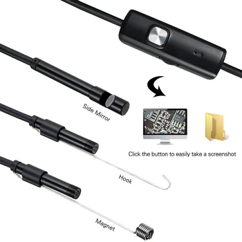 Reglabil 7mm Camera Endoscop Flexibil IP67 rezistent la apa Micro USB Inspecție Borescope Camera pentru Android PC Notebook 6LED