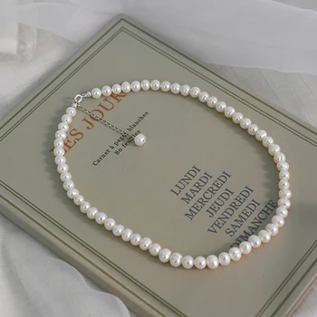ASHIQI Naturale de apă dulce pearl Coliere colier argint 925 bijuterii pentru femei, cadou de moda noua