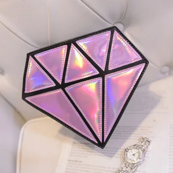 Dropshipping 2018 Moda Holograma Sac În Formă De Diamant Laser Holografic Crossbody Sac Lanț Femei Saci De Messenger