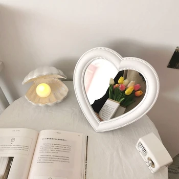 Stil coreean în formă de Inimă Oglindă Desktop montat pe Perete cu Dublă utilizare Fotografie elemente de Recuzită, Decor Oglindă Cosmetică Roz Violet Dragoste