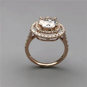2 Carate 18K Rose Aur Moissanite Inel cu Diamant de Lux, Două Ture Rând Diamant Femei Logodna Petrecere de Nunta Aniversare Inel 2 Ct