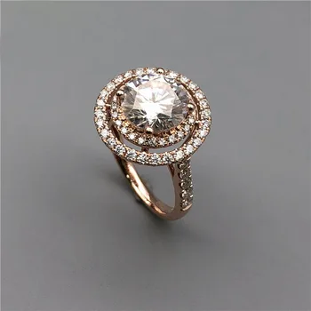 2 Carate 18K Rose Aur Moissanite Inel cu Diamant de Lux, Două Ture Rând Diamant Femei Logodna Petrecere de Nunta Aniversare Inel 2 Ct
