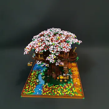MOC Creator Cherry Blossom pentru Casă în Copac Versiune Idei Serie Compatibile Cu 21318 Blocuri Caramizi Jucarii Copii Cadouri