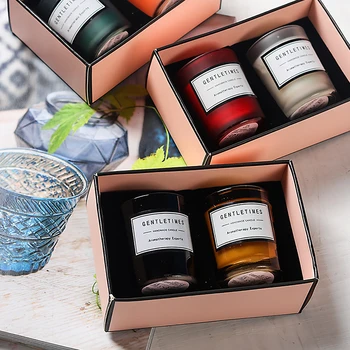Creative Lumânare Parfumată Gift Box Set - Include 2 Lumanari si o Cutie-Cadou Festivalul de Decor Home Office Ornamente