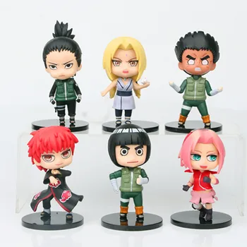 Naruto Anime Figura Uzumaki Sasuku PVC Figurine Jucarii Sakura, Kakashi Gaara in Miniatura Figura de Colectare Model de Papusa Cadou 6pcs
