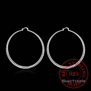 Diametru 7.1 cm Hiperbola Clasic Argint 925 Simplu Model Cerc Hoop Cercei Pentru Femei Bijuterii de Argint Pendientes