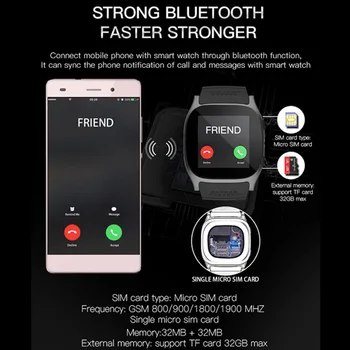 1.54 inch T8 Inteligent Ceas Barbati Sport Bluetooth SIM Card TF Camera Monitor Somn Pedometru SmartWatch Răspunde la Apel uita-te смарт часы