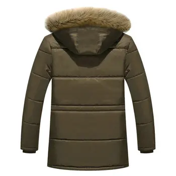 Gros Cald Iarna Hanorac Bărbați Fleece Gluga de Blană Barbati Jacheta de Iarna Haina Militar Cargo Mediu-lung Palton Barbati