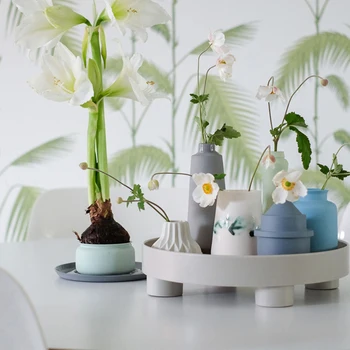 Nordic stil danez gri tava rotunda de depozitare tava de fructe model de cameră, masă de cafea desktop decor placa decor LB72817 decor