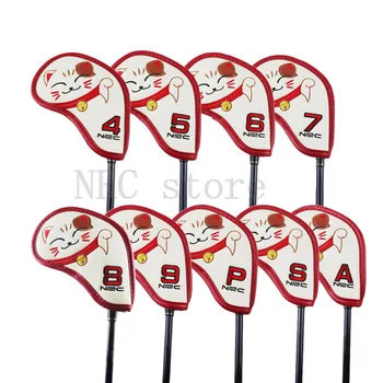 NIT Golf Fier Headcovers 9pcs (4,5,6,7,8,9,P,S,O) cat Noroc clubul de Golf Cap de Fier Acoperă Desene animate de Animale