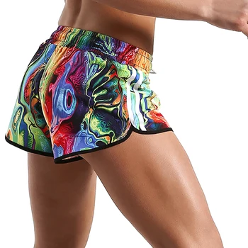 Femeile De Cauzalitate Iute Uscat Florale Imprimate Sport Pantaloni Scurți De Bumbac De Moda De Sex Feminin Cordon Beachwear Pantaloni Scurți