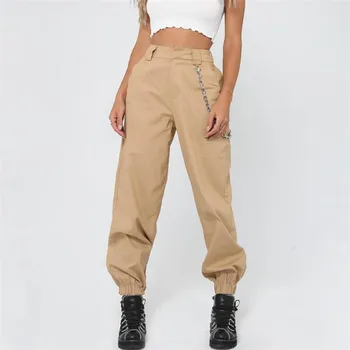 Femeile Cargo Pantaloni Largi Pantaloni Lungi Solid Militare De Lupta Armata Casual Pantaloni De Trening Negru Plus Dimensiune