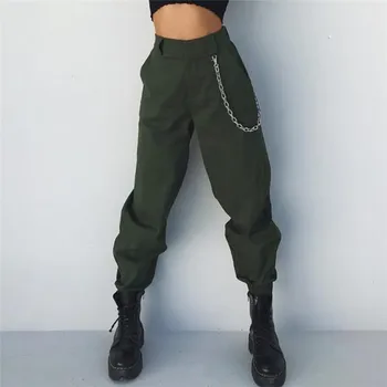 Femeile Cargo Pantaloni Largi Pantaloni Lungi Solid Militare De Lupta Armata Casual Pantaloni De Trening Negru Plus Dimensiune