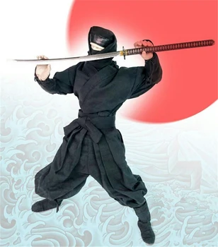 1/6 de sex Masculin Negru Samurai Ninja Costum de Seturi de Îmbrăcăminte Negru Figura Set Haine Japoneze timp de 12