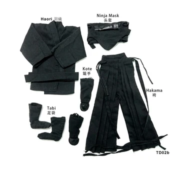 1/6 de sex Masculin Negru Samurai Ninja Costum de Seturi de Îmbrăcăminte Negru Figura Set Haine Japoneze timp de 12