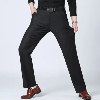 Toamna Iarna Noi Barbati Slim Casual Pantaloni de Moda de Afaceri Întinde Îngroșa Pantaloni Barbati de Brand Solid Pant Black Navy Om de Dimensiuni Mari