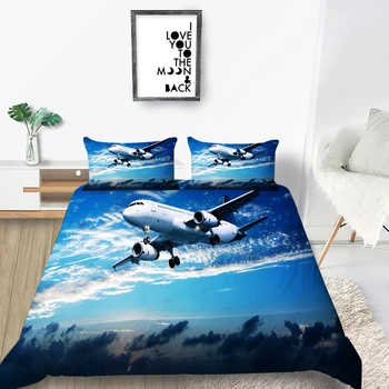 Avion cu elice Set de lenjerie de Pat Aeroport Realiste de Moda 3D Carpetă Acopere Regina King Twin Single Dublu Design Unic Set de Pat