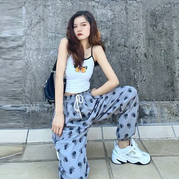 HOUZHOU pantaloni de Trening Femei coreeană Stil Harajuku Pantaloni Streetwear Femei Joggeri Moda Toamna Piesa Pantaloni Femei Print Pantaloni