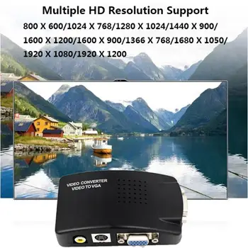 TV-ul la PC Composite RCA/S-Video la VGA Video Converter Box HD Video și Audio Adaptor Convertor Wide Screen pentru DVD DVR VCR Moni