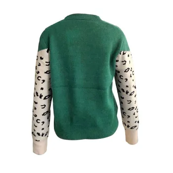 Animal print pulover tricotate femei Casual o de gât maneca lunga pulover pulover Toamna anului 2019 bază trage femme de Tricotat pulovere