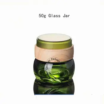 3pcs/Lot 50g Cosmetic Borcan Gol de Sticlă Crema Borcane Verde 50ml Crema de Ochi de Sticla 5/3OZ Oală Reîncărcabile Recipient Mic Capac de lemn
