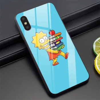 Cartton Simpsons Sticlă Călită Telefon Acoperă Pentru iPhone 5 5S Caz SE 6 6S 7 8/6 6S 7 8 Plus X XS XR Xs Max