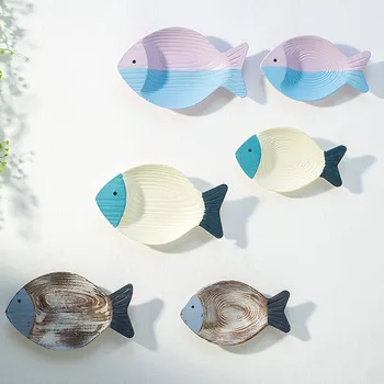 2 buc/Lot de Pește Mediteranean Perete Agățat Pandantiv Ocean 3D Model House Hotel Retro Mari Și Mici de Lemn Pesti Decoratiuni Acasă
