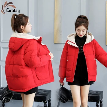Cotday Liber Roșu De Bumbac Plus Dimensiune Cu Gluga De Sex Feminin Zăpadă Purta Drăguț Jacheta 2020 Nouă Femei De Iarnă Cald Cald Parka Coat