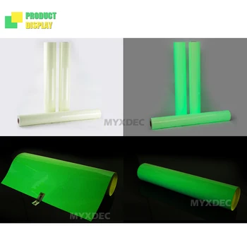124x30cm Masina Verde Luminos Sticker Glow Folie de Vinil Film Adeziv PVC Cu Bule de aer de Înaltă Energie Fosforescent Glow În Întuneric