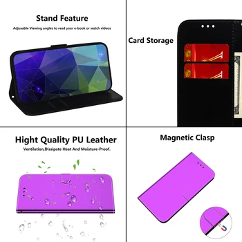 Oglinda Flip Caz de Telefon pentru Redmi Note9 9 8 7 9A 9C Piele 3D Luminoase Telefon Caz pentru Xiaomi X3 NFC 10 Ultra Portofel Acoperi Fundas