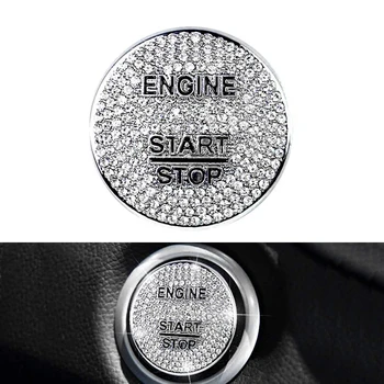 Bling Auto Start Motor Cu Aprindere Prin Buton De Cristal De Argint Autocolant