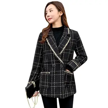 Toamna Iarna Carouri Negru se Potriveste Haina Femei Jachete Uniforma Haina de Moda coreeană Liber Feminin Palton Stil Canal Mid-lungime