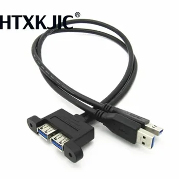 Combo Dual USB 3.0 de sex Masculin la Feminin Cablu de Extensie cu Șurub Priză cu Montare pe Panou Găuri