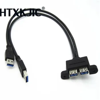 Combo Dual USB 3.0 de sex Masculin la Feminin Cablu de Extensie cu Șurub Priză cu Montare pe Panou Găuri
