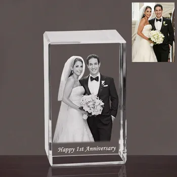 Personalizate Personalizate 2D/3D Cub de Cristal cu Rama Foto Gravat cu Laser Gravura Cadouri pentru Nunta Aniversare de Ziua de nastere Prieteni