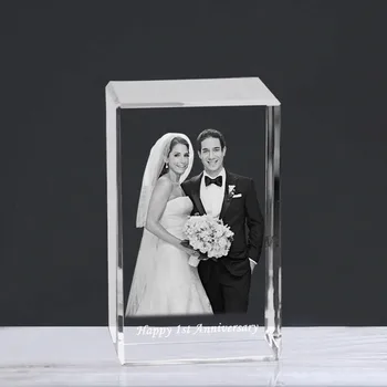 Personalizate Personalizate 2D/3D Cub de Cristal cu Rama Foto Gravat cu Laser Gravura Cadouri pentru Nunta Aniversare de Ziua de nastere Prieteni