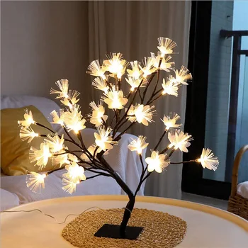 LED Masă Lampă de Fibra Optica Copac Floare de Lumină Acasă Decorare Lumina de Noapte Cadou de Craciun Pentru Petrecerea de Nunta UE NE Plug Bonsai Lampa