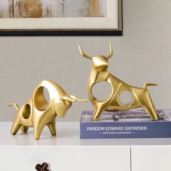 Taur Sculptura Bovine Statuie Ox Home Decor Living Masă Cabinet Ornament Desktop Meserii Abstract Figurina Animal