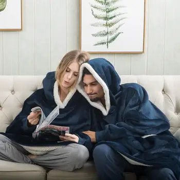 Plus Dimensiunea îmbrăcăminte de noapte Supradimensionate Hanorace Jachete Seturi de Lenjerie Pijamale Femei, Pijamale pentru Femei Fleece TV Pătură Hanorace