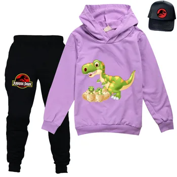 Jurassic Park Copil Nou Trening Toamna Seturi de Îmbrăcăminte pentru Copii Băieți Fete Dinozaur Costume Copii cu Gluga T-shirt, Pantaloni de Costum 2 buc