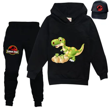Jurassic Park Copil Nou Trening Toamna Seturi de Îmbrăcăminte pentru Copii Băieți Fete Dinozaur Costume Copii cu Gluga T-shirt, Pantaloni de Costum 2 buc