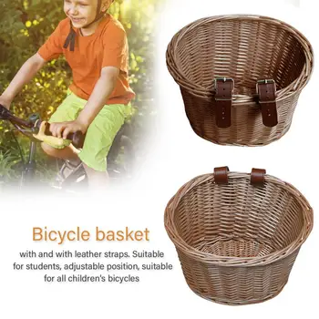 26*22*17cm Copii Fata de Ghidon Bicicleta, Coșului Rattan Naturale țesute Manual Coș Pentru Copii Biciclete