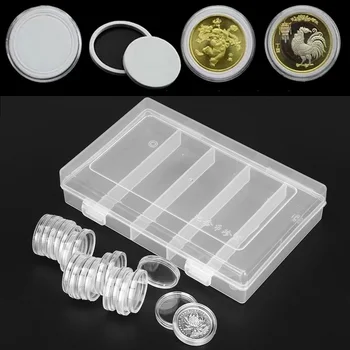 Casa de Stocare Organizarea 100buc/set 25mm Transparent Monedă Cazuri Capsule Deținătorul Recipiente de Plastic transparent Rotund Cutie de Depozitare