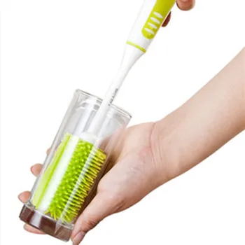 Mâner lung perie pentru biberoane rotație de 360 de grade de curățare se spală cana de sticla de sticlă perie de silicon