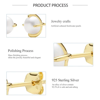 ELESHE Noi Argint 925 Cercei Placat cu Aur de 18K de apă Dulce Perla Cercei Stud pentru Femei Bijuterii Clasice Partid Cadou