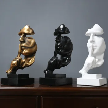 Stil European Rășină Tăcere Masca Statuie Abstract Statuete Nu Spun Nici Vedea Nici Auzi Masca Sculptura pentru Birou Vintage Decor Acasă
