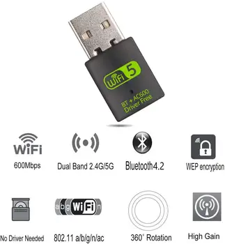 Wifi USB Dongle USB3.0 Adaptor wifi cu BT wireless WIFI Receptor 600Mbps 2.4 G 5G Free Driver placa de Retea Wifi Pentru Calculator