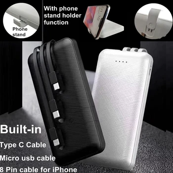 Power Bank 10000mah cu Cablu pentru iPhone, Samsung, Huawei, Xiaomi Telefon încărcător Portabil cu Built-in Cablu Powerbank
