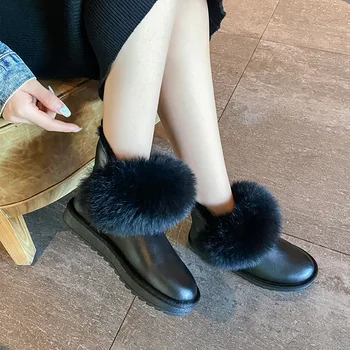 YourSeason Noi 2020 Femei Lână De Iarnă Zăpadă Cizme Din Piele Cald Rotund Deget De La Picior Plat Cu Doamnele De Cusut Glezna Pantofi Platforma